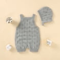 thumbnail image 2 of Summer Baby Rompers Sleeveless Infant Boy Girl Jumpsuit Outfit Knit Cotton Newborn Toddler Clothing Hat Hollow Out Playsuit 2PCS, 2 of 5