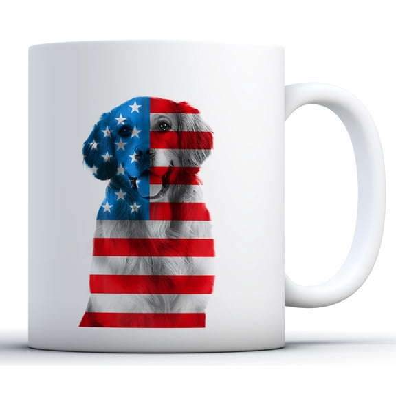 Awkward Styles Cute American Golder Retriever Mug USA Coffee Mug American Flag 4th of July Accessories 4th of July Kitchen Decoration Independence Day USA Flag Mug Coffee Lovers Gifts