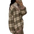 thumbnail image 2 of Women Check Knit Sweater Y2K Argyle Plaid Long Sleeve Sweater E-Girls Knitwear Streetwear, 2 of 9