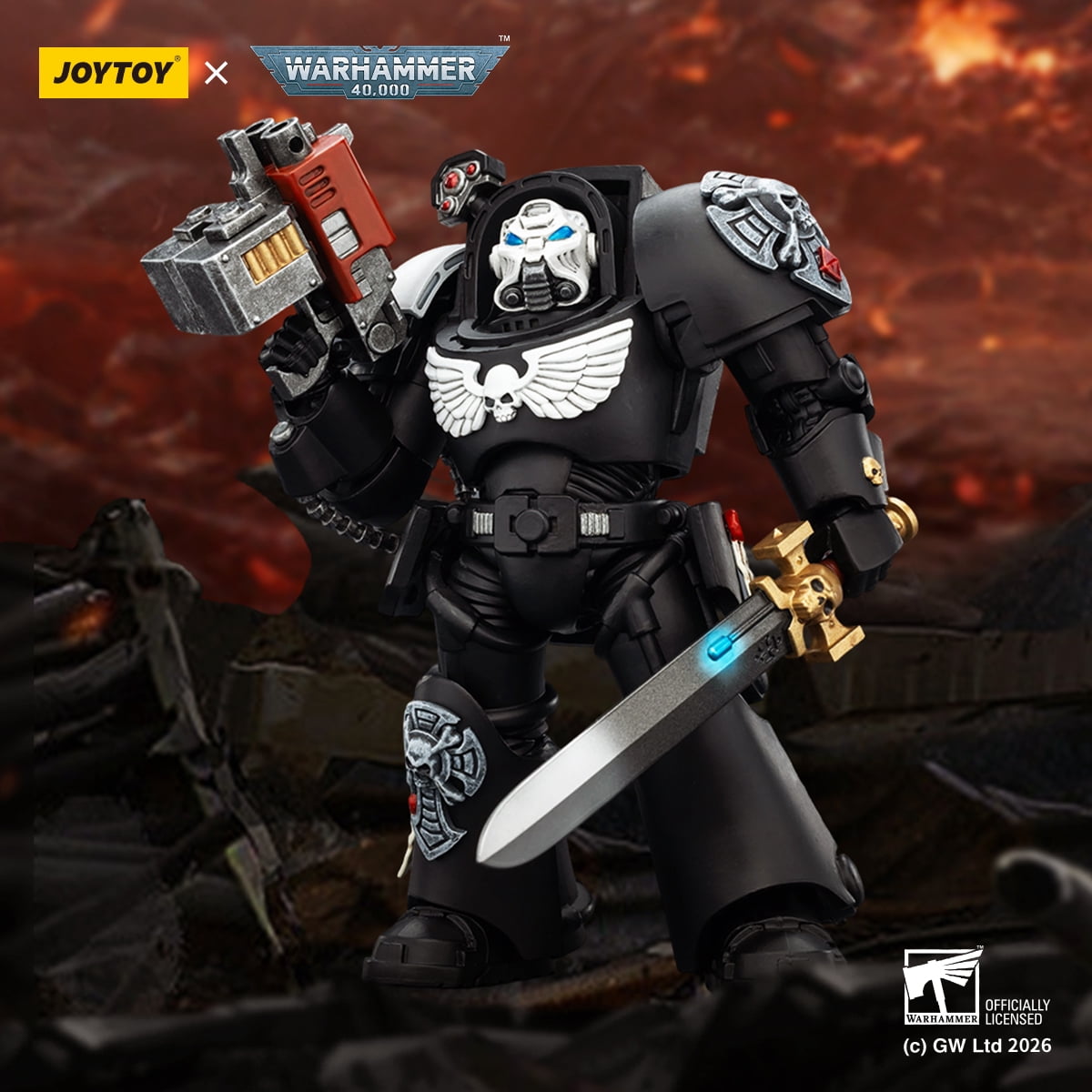 [IN STOCK] JOYTOY Warhammer 40K 1/18 Action Figures Raven Guard Terminator 1 with Power Sword and Storm Bolter