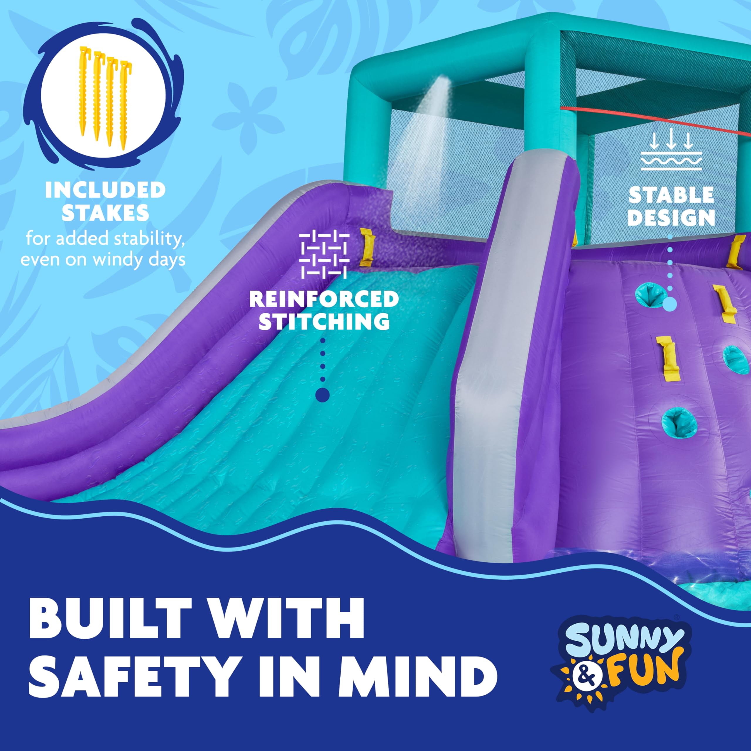 Sunny & Fun Inflatable Water Slide & Blow up Pool, Kids Water Park for Backyard