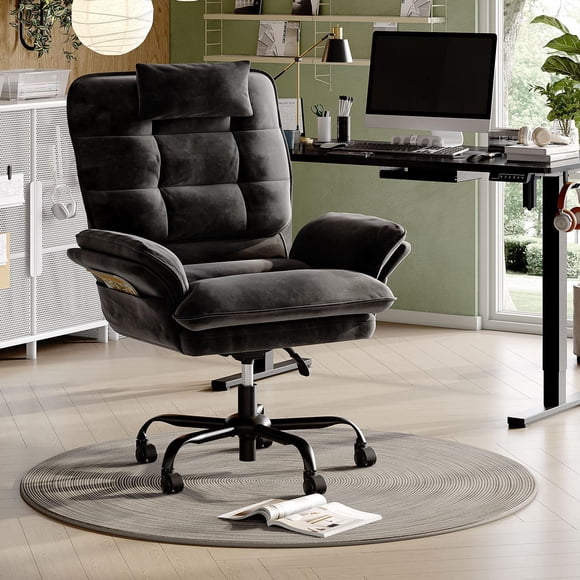 Bestier Grande Chaise de Bureau Exécutive pour Personnes de Grande Taille avec Accoudoirs Relevables pour Adultes, Hauteur Réglable, Chaise de Bureau Inclinable avec Appuie-Tête et Poches Latérales en Noir