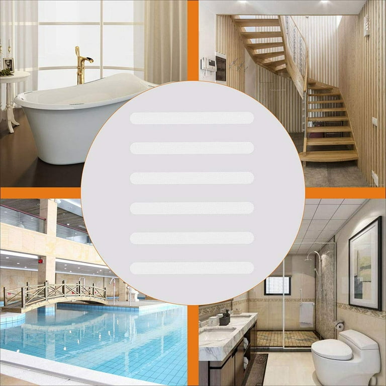 30 PCS Bathtub Non Slip Stickers. Safety Shower Non Slip Adhesive Strips  Treads for Bathroom Floor Tub Stairs Ladders Pools Boats. Bathtub Appliques  for Adults & Kids with Scraper (White) 