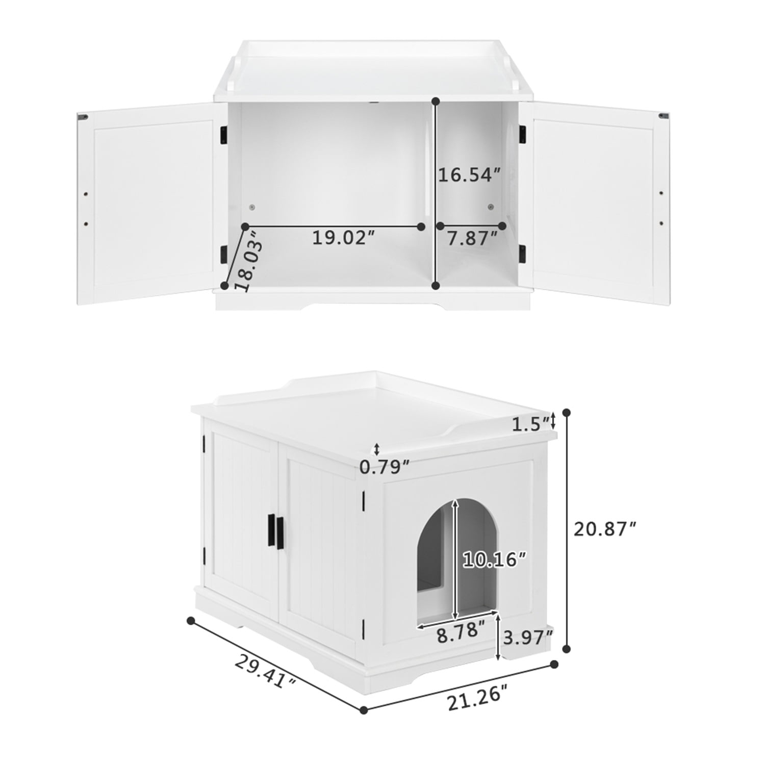 Pefilos 33" Cat Washroom Storage Bench Cat Litter Box Enclosure Cabinet Large Wooden Indoor Cat Cabinet Furniture Side Table Cat House Litter Box Cover, White Pefilos 33" Cat Washroom Storage Bench Cat Litter Box Enclosure Cabinet Large Wooden Indoor Cat Cabinet Furniture Side Table Cat House Litter Box Cover, White