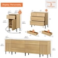 thumbnail image 3 of WAMPAT 94.5" Large Sideboard Buffet Cabinet with 8 Drawers and 2 Doors, 3 IN 1 Fluted Sideboard Buffet with Charging Station, Wood Buffet Table Coffee Wine Bar Cabinet for Dining Room, Living Room, 3 of 5