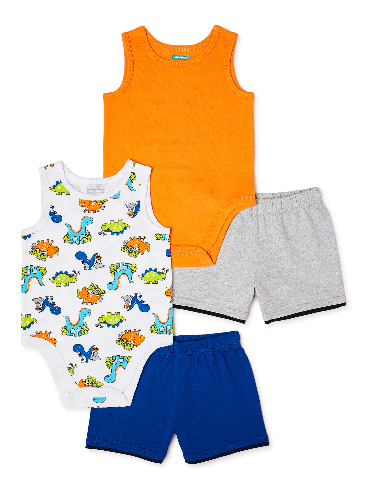 Garanimals Baby Boy Tank Bodysuits and Shorts Outfit Set, 4Piece