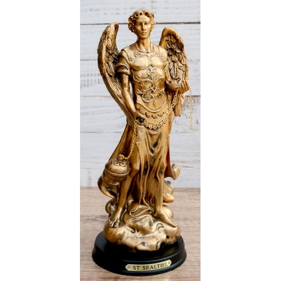 8"H Saint Sealtiel Archangel Resn Figurine Salulation And Prayer Of God Catholic