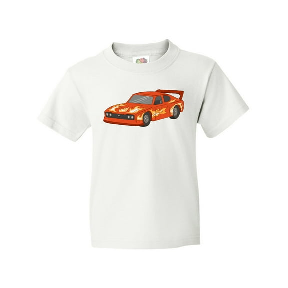 Inktastic Red Flames Race Car Youth T-Shirt