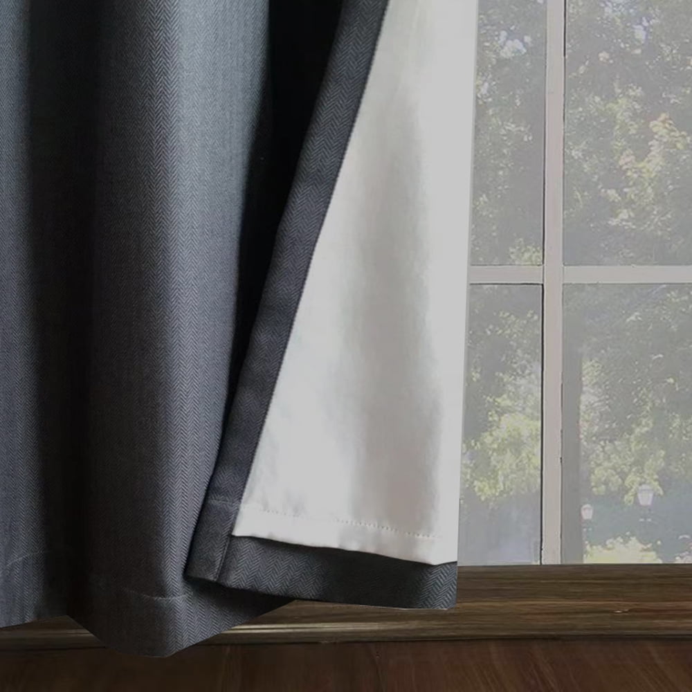 Better Homes & Gardens Solid Herringbone Blackout Curtain Panel, 1 Panel, Grey, 50" W x 95” L
