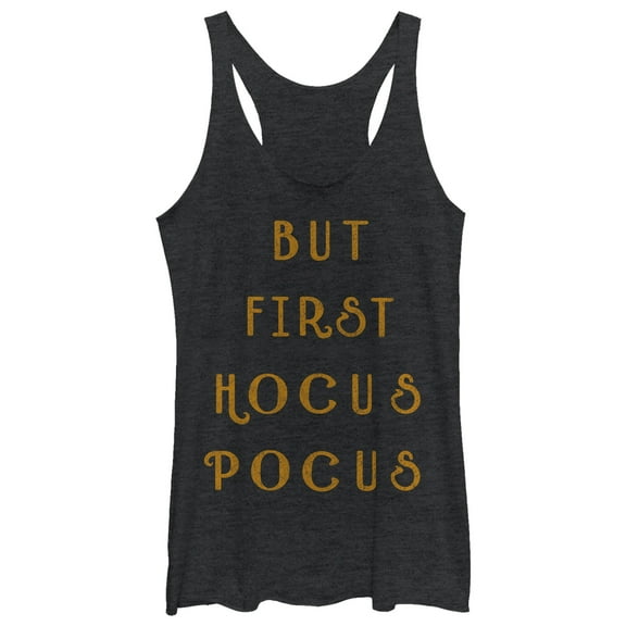 Women's CHIN UP Halloween First Hocus Pocus  Racerback Tank Top Black Heather X Small