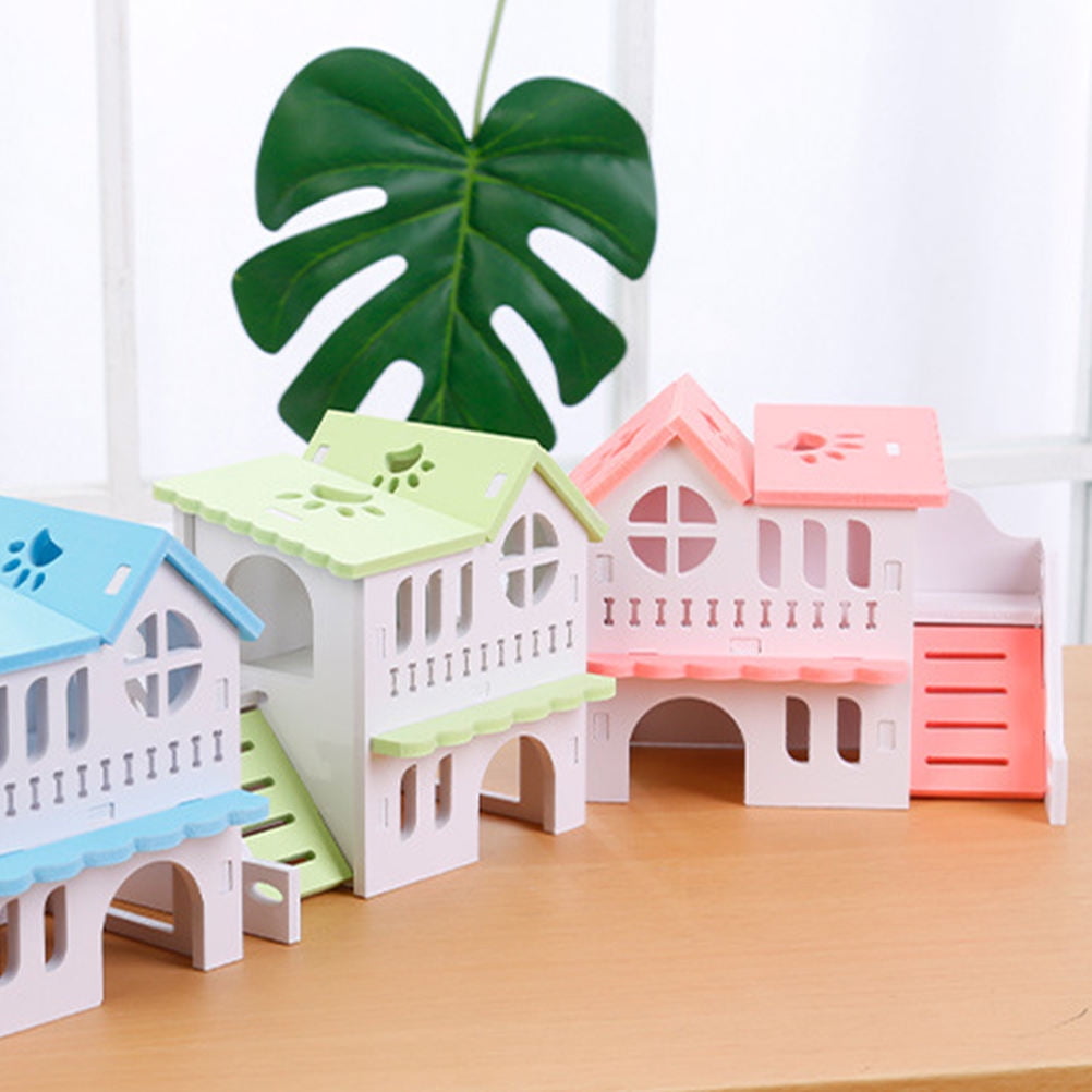 ORDDIART Pink Wooden Pet Supplies House for Hamsters, Safe Hideout with DIY Painting Option