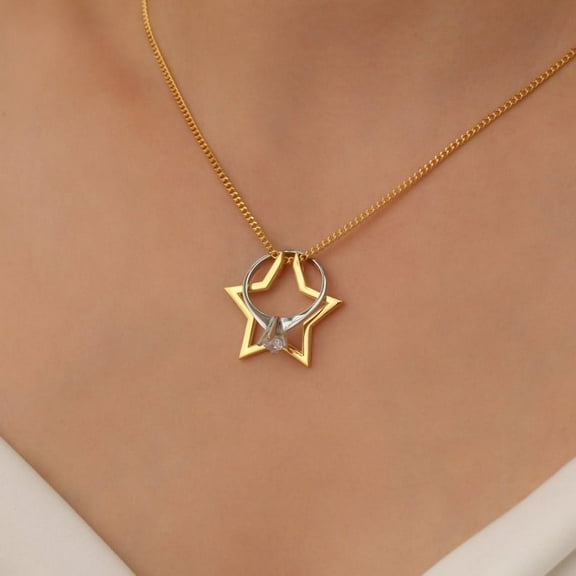 Star Ring Holder Necklace Star Shape Ring Keeper Necklace Wedding Ring Keeper Necklace Gift for Star Lover Magic Ring Holder Mother Day Gift