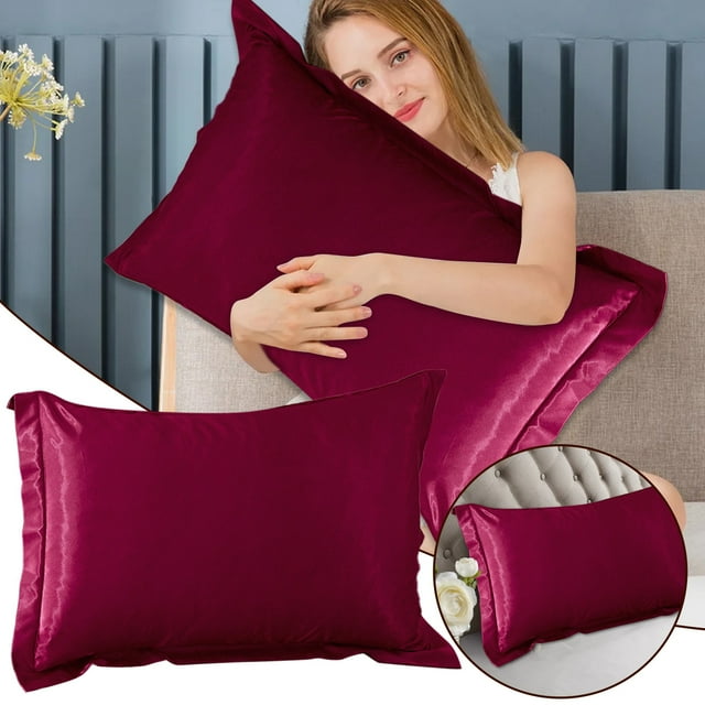Cqxid Pillow Case Under $5 Solid Color Faux Silk Pillowcase Silk No Zipper Envelope Pillow Pillow Cover