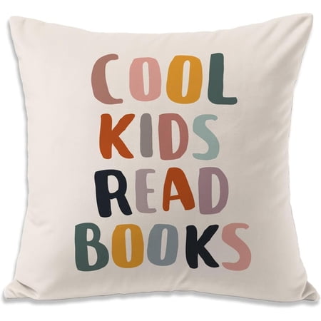 Classroom Pillows for Reading Corner Cool Read Books Pillow Cover Double-Sided Book Decor for Classroom Reading Nook School Library Teachers Librarians and Homeschool Families