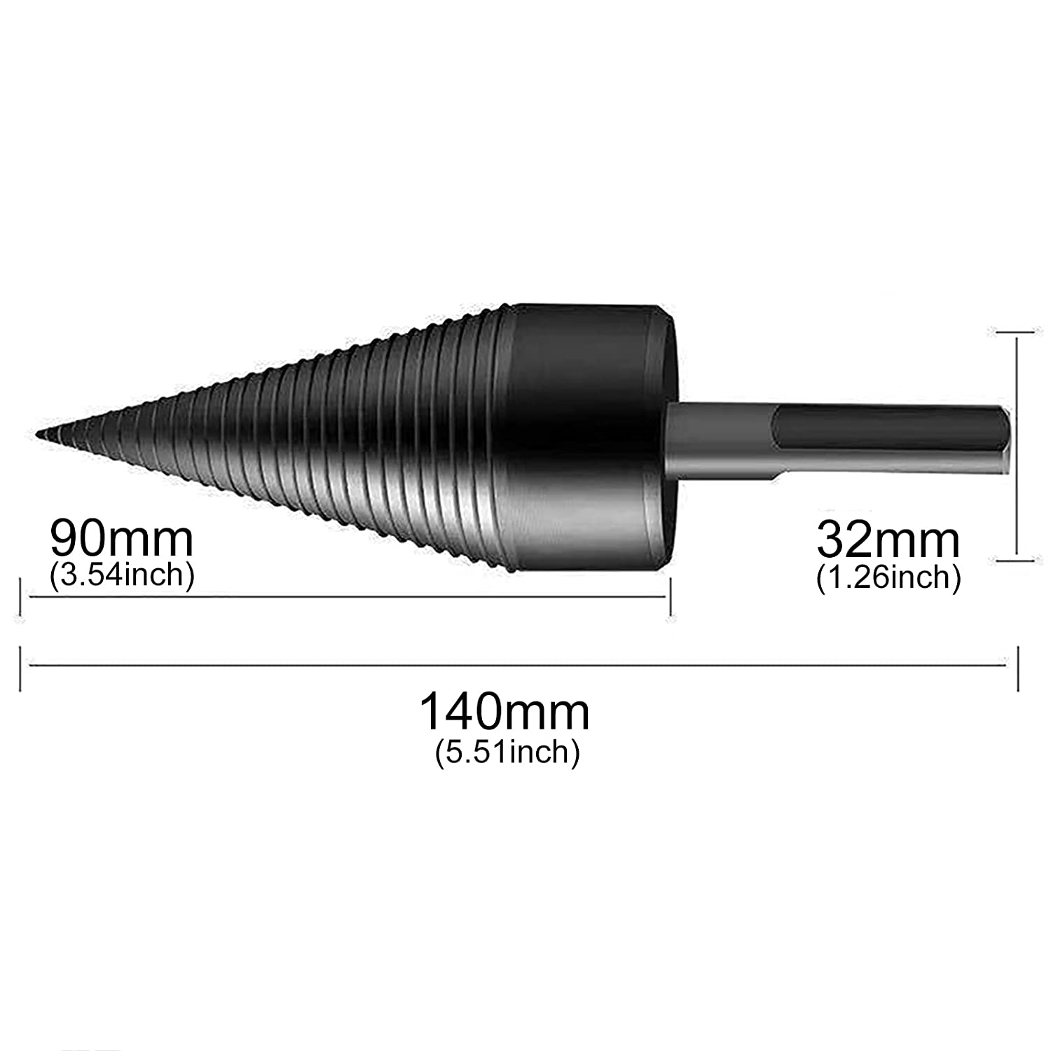 Fridja 3pcs Removable Firewood Log Splitter Drill Bit, Wood Splitter Drill Bits,Heavy Duty Drill Screw Cone Driver for Hand Drill Stick-hex+Square+Round (32mm) - image 4 of 7