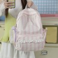 thumbnail image 6 of Women Bow Print Backpack with Lace Trim, Large Capacity Multi-Pockets School Bag for Travel Outdoor (Pink 430*300*130), 6 of 9