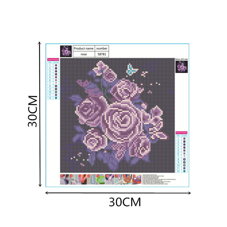 Anself 5D Diamond Painting Kits DIY Rose Flower Round Full Drilled Arts  Craft 