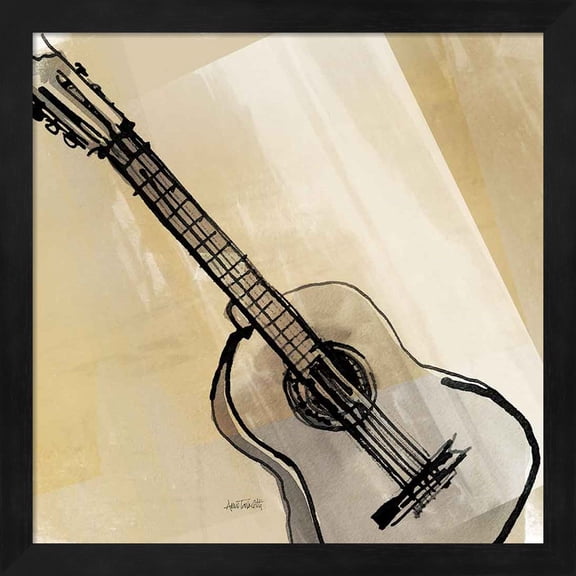Great Art Now Guitar Neutral by Anne Tavoletti, Framed Wall Art, 13.25W x 13.25H