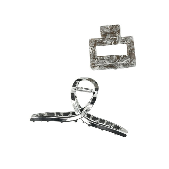 Time and Tru 2 Pack Square and Loop Claws, Silver