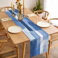 thumbnail image 3 of Blue Geometric Table Runner - 70 Inch Long, Kitchen Dining Table Runner Dresser Scarves, Watercolor Ombre Modern Abstract Art Farmhouse Decor for Coffee Tables Wedding Party Banquet, 3 of 8