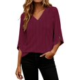 thumbnail image 5 of Qiggri 3/4 Length Sleeve Womens Tops Dressy Casual Blouses V Neck T Shirts Summer Tops Spring Outfits Loose Fit S, 5 of 7