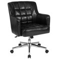 thumbnail image 1 of Laone Home and Office Upholstered Mid-Back Chair in Black Leather, 1 of 4