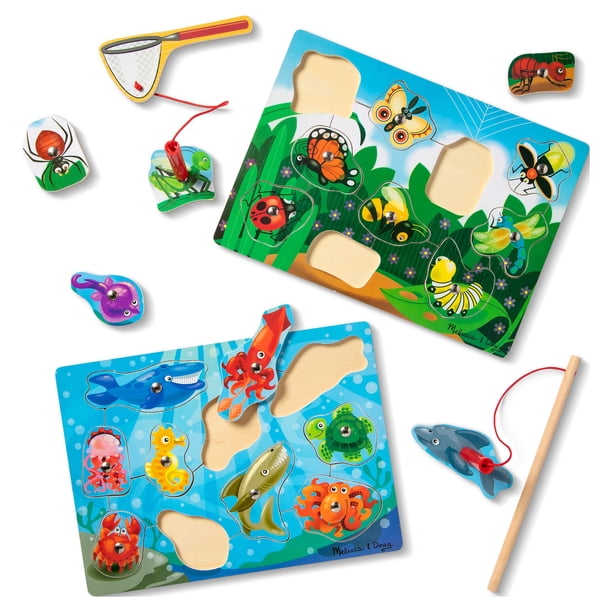 Melissa & Doug Magnetic Wooden Puzzle Set: Fishing & Bug Catching