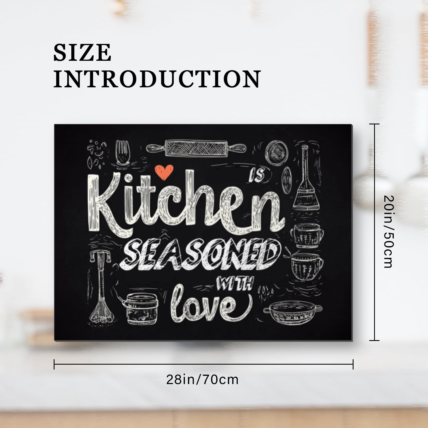 Diatomite Stove Top Covers, Kitchen is Seasoned with Love Kitchen Element Print Scratch-Resistant Glass Stove Protector, Square Foldable Durable Protector Mat for RV (28×20 Inch)