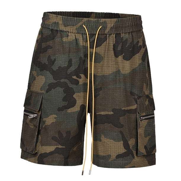 Pantalones cortos tipo cargo para hombre, pantalones cortos informales con cintura elástica para deporte, picnic al aire libre, senderismo M