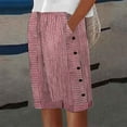 thumbnail image 2 of Icvfdpl Womens Casual Pants Fashion Summer Striped Printed Button Loose And Versatile Shorts Stylish Female Outwear, 2 of 5