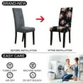 thumbnail image 4 of PiccoCasa 4Pcs Floral Dining Chair Cover Stretch Spandex Seat Protector, Black+Pink, 4 of 6