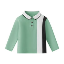Favoffer Kids Boys Polo Shirts Stripe Plain Long Sleeve Pique Golf Sweatshirt, Toddler Casual Sports Top for Daily/Play/School 3-15Y