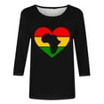 thumbnail image 4 of ibuvkizy Black History Month Shirts for Women 3/4 Length Sleeve Tops Ladies' Black Month Fashion Printed Round Neck 3/4 Sleeve T-shirt Loose Top,Black,M, 4 of 4