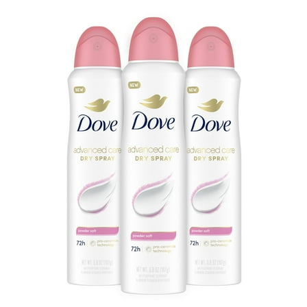 Dove Advanced Care Antiperspirant Deodorant Spray for Women Powder Soft, 3.8 oz 3 Count