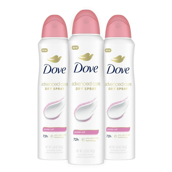 Dove Advanced Care Antiperspirant Deodorant Spray for Women Powder Soft, 3.8 oz 3 Count