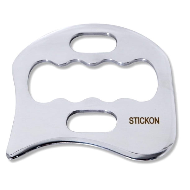 STICKON Herramienta de masaje de raspado Gua Sha de acero inoxidable Herramientas IASTM Gran herramienta de movilización de tejidos blandos (forma K)