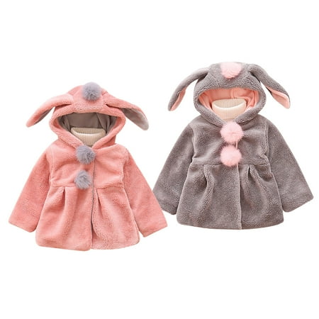 

URMAGIC Baby Girl s Toddler Kids Fall Winter Coat Jacket Outerwear Rabbit Ears Hood Hoodie 6 Months- 4 Years