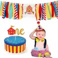 thumbnail image 2 of High Chair Banner Cute Circus Theme Birthday Banner with Cone Hat & Cake Topper, 2 of 6