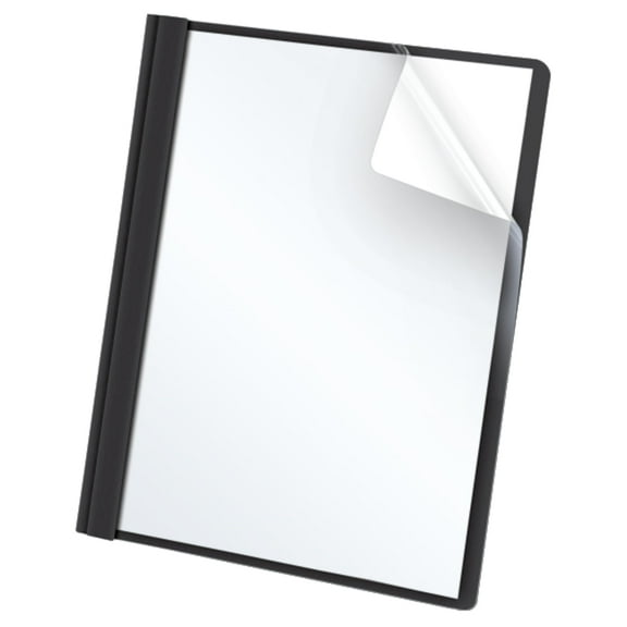 Oxford® Clear Front Report Covers, Letter Size Folder with Prongs, Black, 25 per Box
