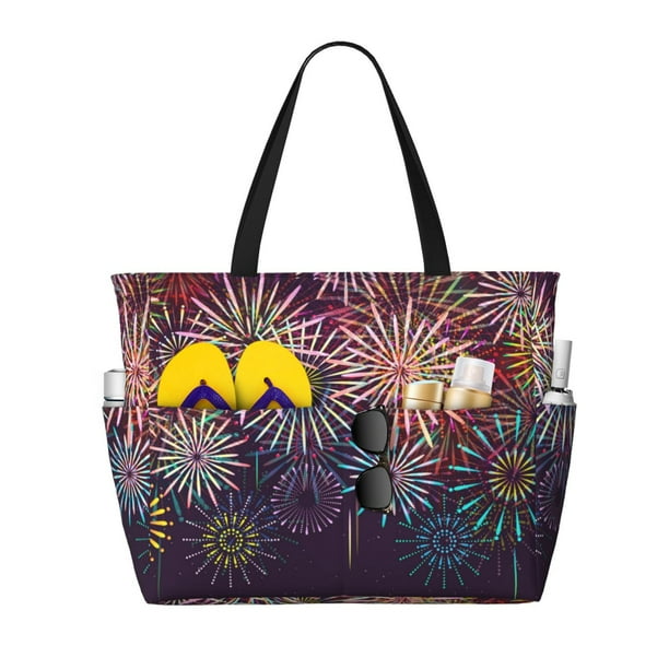 Easygdp Fireworks2 Bolsa de Viaje de Playa de Gran Capacidad, Bolsa Tote Perfecta para la Playa, Escapadas de Fin de Semana y Viajes