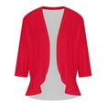 thumbnail image 5 of Scyoekwg Womens Cardigan 3/4 Sleeve Trendy Lightweight Solid Color Open Front Ruffle Cardigan Tops Casual Loose Cardigan(Red,XXL), 5 of 6