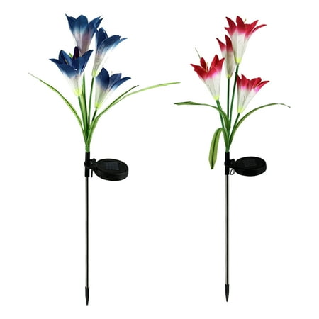 

ANAJOY New Arrivals 2pcs Patio 7 Color Changing With 8 Lily Flower Solar Light Outdoor Garden Party