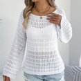 thumbnail image 5 of Riecok Womens Cover Up Long Sleeve Crewneck Hollow out Lightweight Swimsuit Cover Ups Summer Vacation Tops, 5 of 7