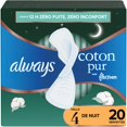 thumbnail image 2 of Always Pure Cotton with FlexFoam Pads, Size 4, Overnight, with Wings, Unscented, 2 of 19
