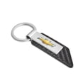 thumbnail image 2 of iPick Image for Chevrolet Golden Logo Silver Metal Plate Carbon Fiber Texture Black PU Leather Key Chain, Official Licensed, 2 of 5