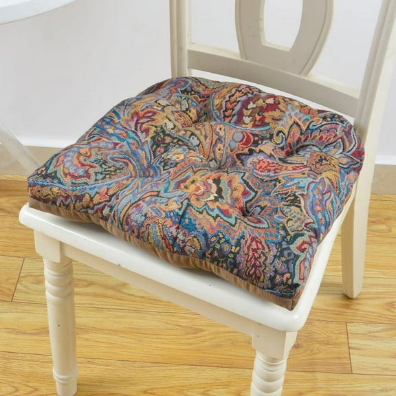 XmhyTop Tufted U-Shaped Chair Cushion with Ties, Secure Slip Seat Cover for Enhanced Comfort, 1 Pack,Exotic flowers