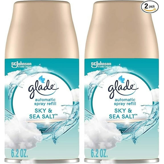 Glade Automatic Spray Refill, Air Freshener for Home and Bathroom, Sky & Sea Salt, 6.2 Oz, 2 Count