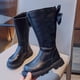 thumbnail image 4 of Puntoco Pantuflas Para Bebés Y Niñas，Otoño Nuevas Botas De Moda Para Niñas Con Lazo De Diamantes De Imitación Botas De Moda Para Niños Medianas Y Grandes Botas Altas Para Niños De Moda Negro 26, 4 of 9