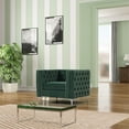 thumbnail image 5 of Rnfurnishings 2-PC Velvet Living Room Furniture Sofa+Armchair Set-Dark Green, 5 of 8
