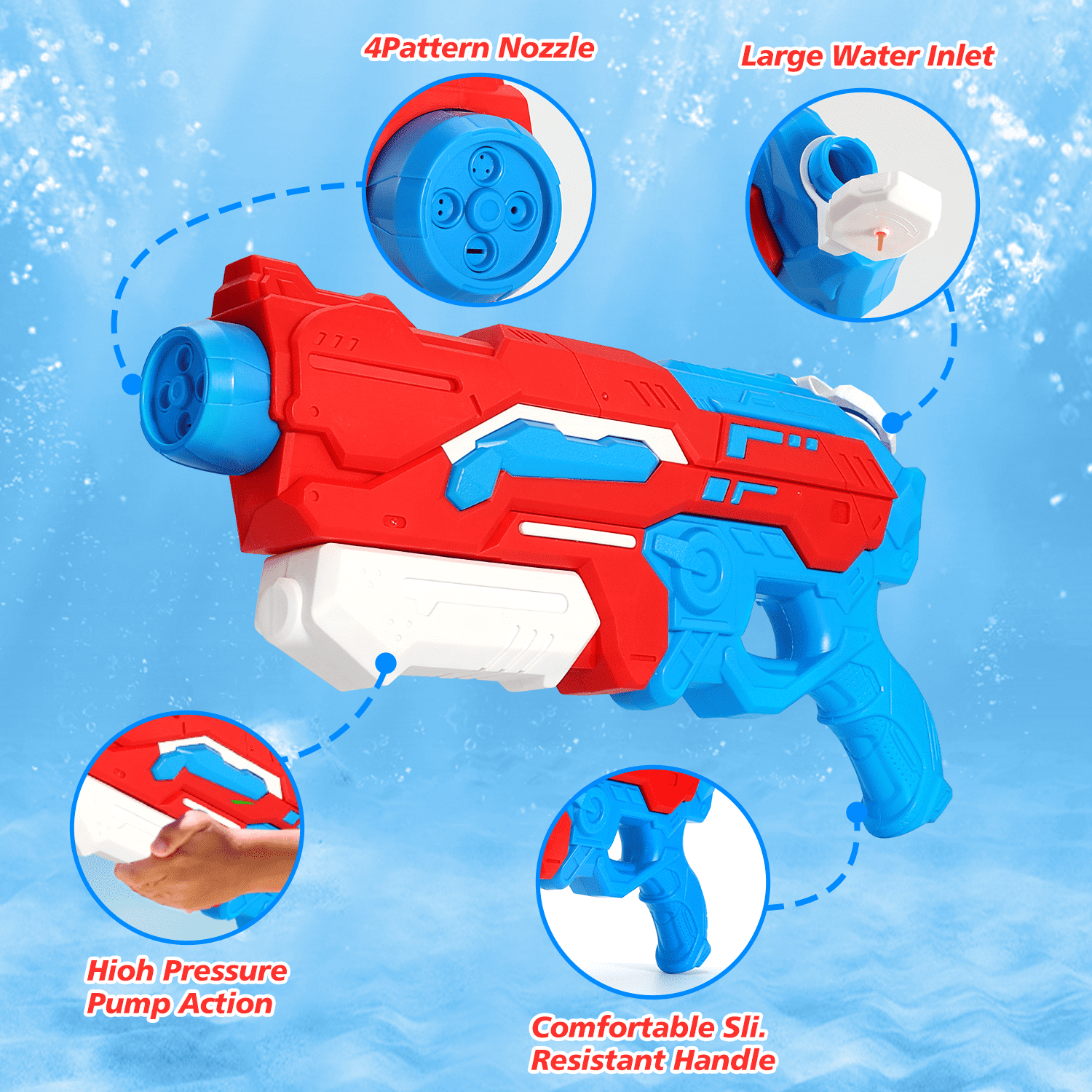 Henotian Water Guns for Kids - 1200cc 2 Pack Super Soaker Water Gun, Water Blaster Leakproof Pool Water Blaster Squirt Blaster for Kids, Adults, Summer Outdoor Toys for Kids